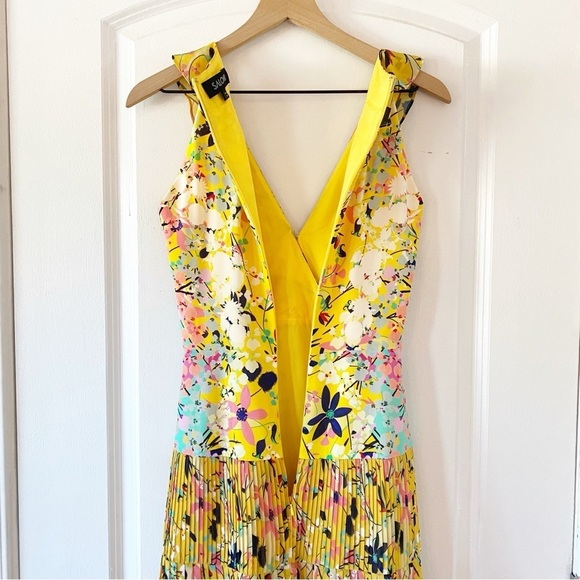 SALONI Amy 100% Silk Floral Mini Dress Lemon Garden Size 0 - Picture 9 of 13
